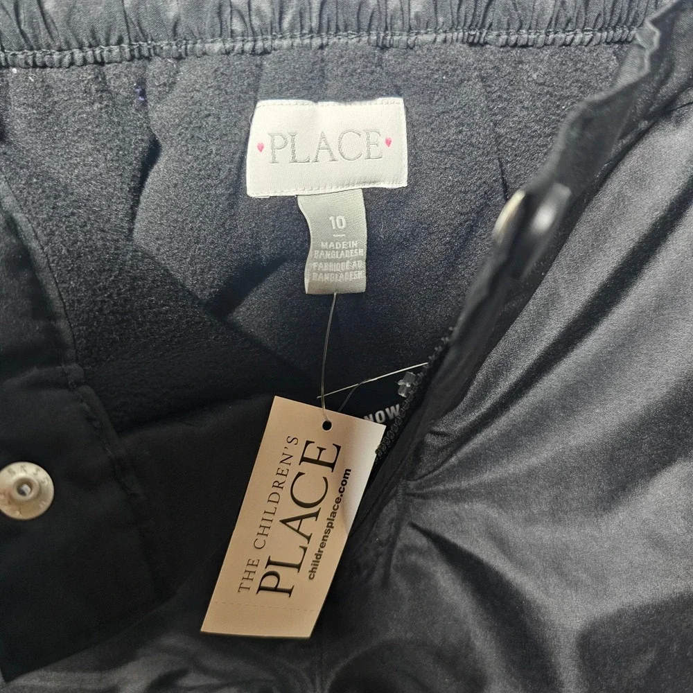 The Childrens Place Black Snow Pants Kids Size 10 Insulated Fleece Lined New